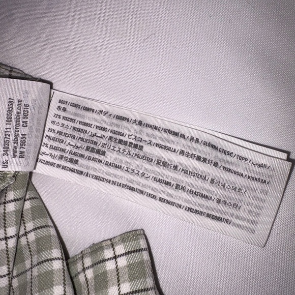 Hollister Size S Green Plaid Boho Coquette Advanced Stretch Crop Top - Picture 5 of 7